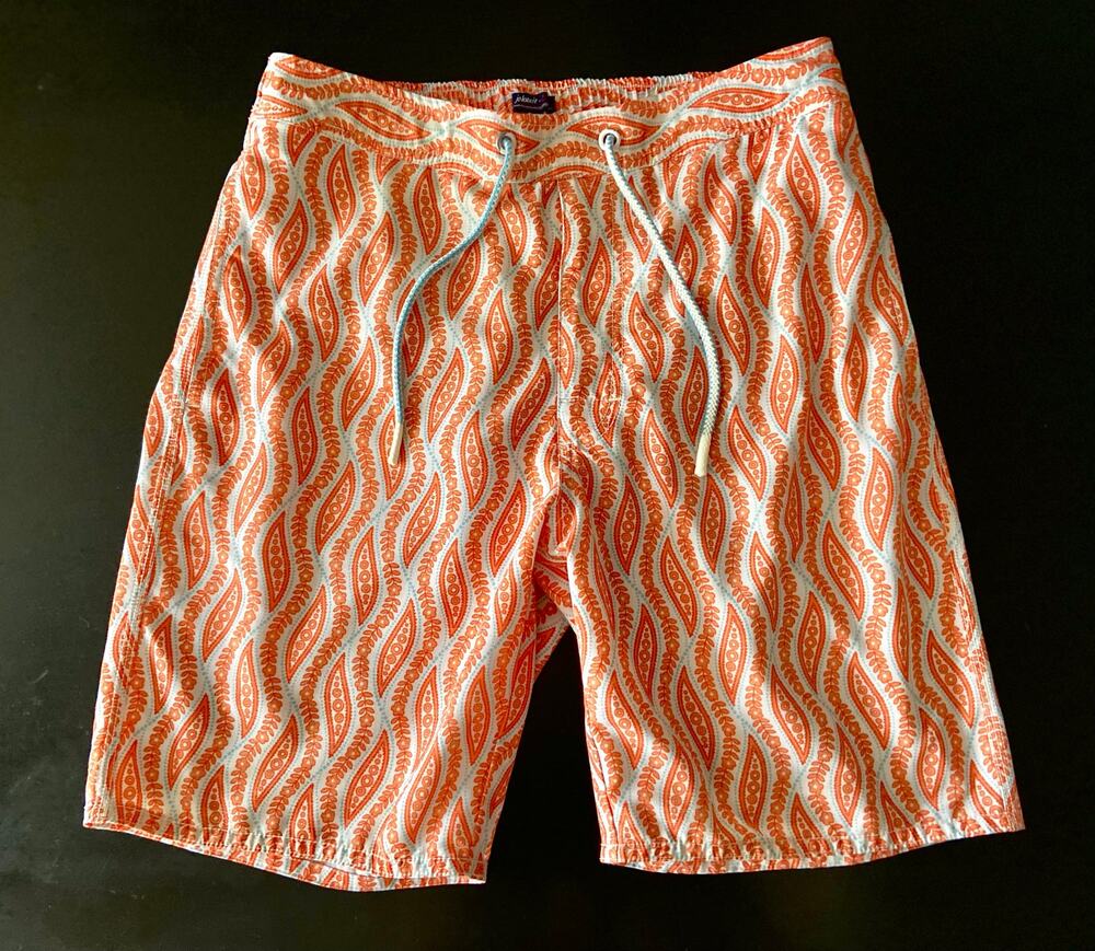 JOHNNIE-O Retro Orange/White Floral Swim Shorts Mens sz S